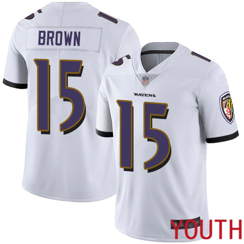 Baltimore Ravens Limited White Youth Marquise Brown Road Jersey NFL Football #15 Vapor Untouchable
